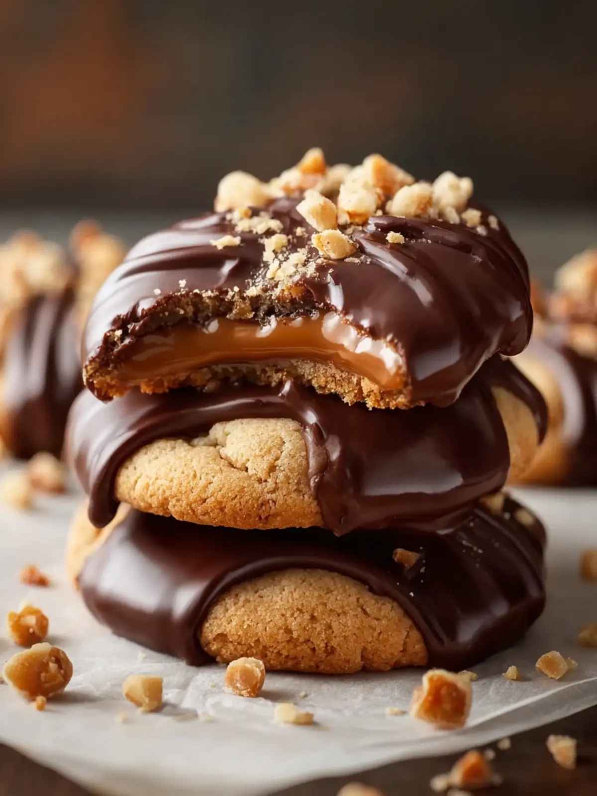 Chocolate Dipped Toffee Cookies First Image