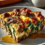 Sausage Spinach Mushroom Egg Bake First Image