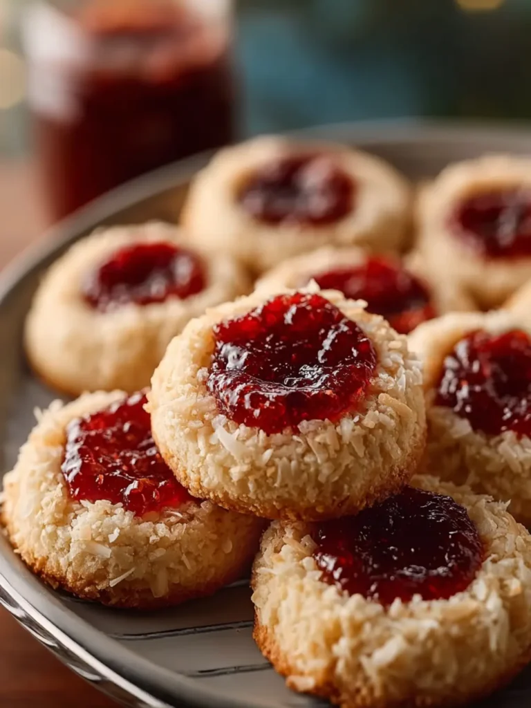 Vanilla Coconut Jam Thumbprint Cookies First Image