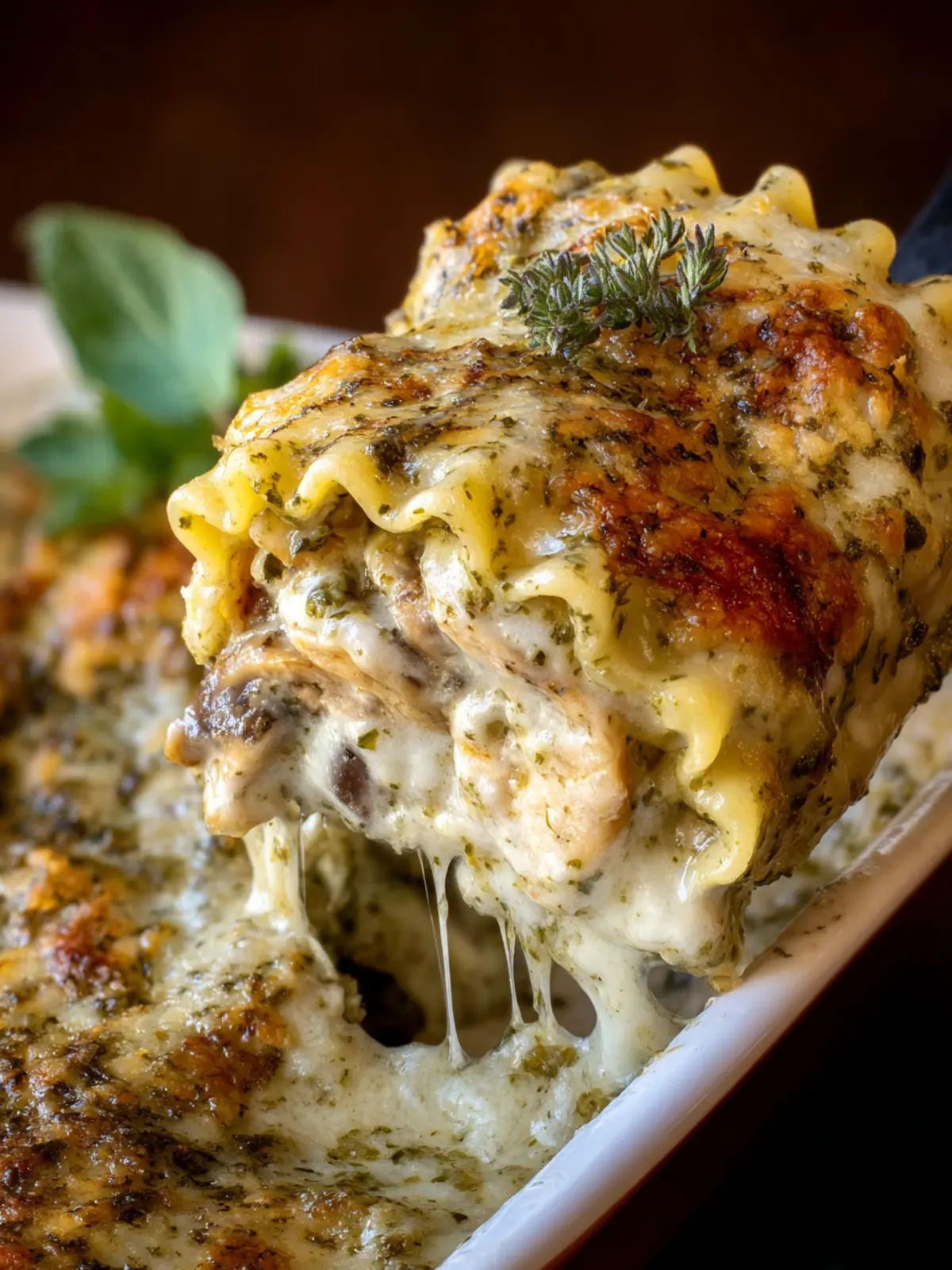 Pesto Mushroom Chicken Lasagna Roll Ups First Image