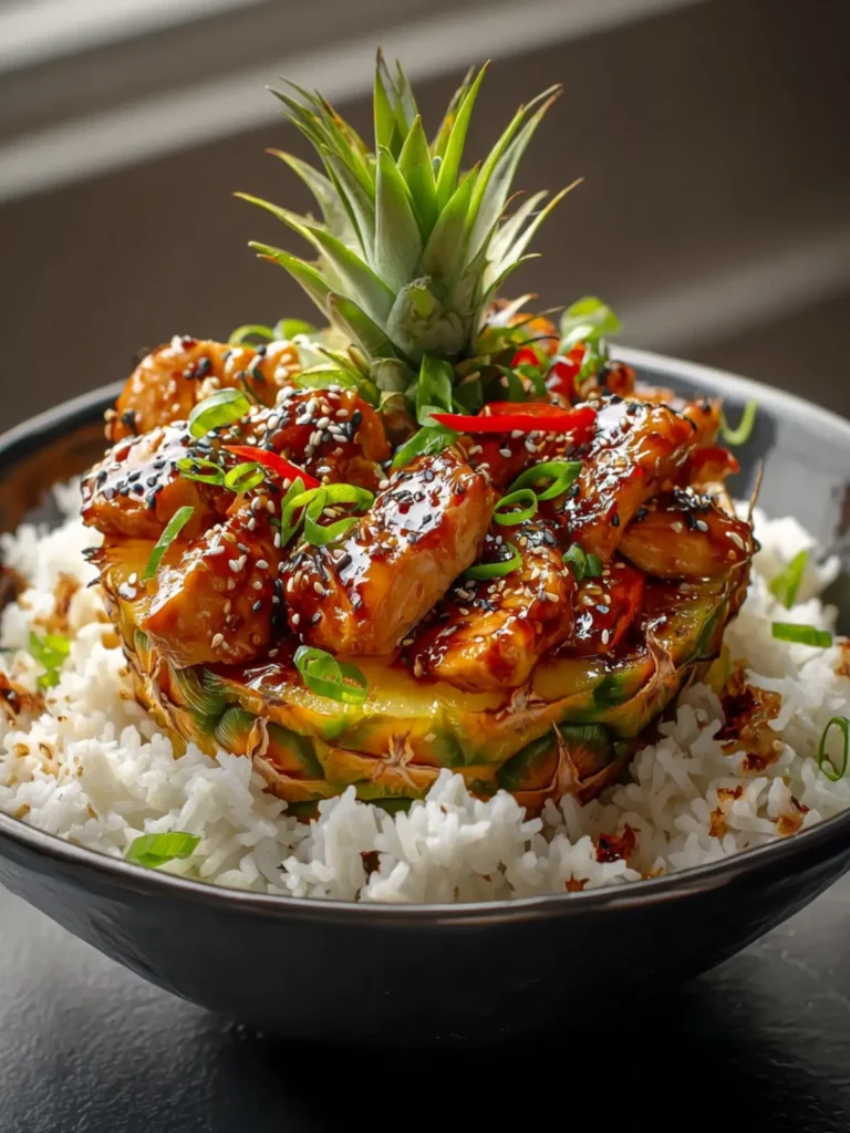 Tropical Teriyaki Chicken Pineapple Bowl and Coconut Rice First Image