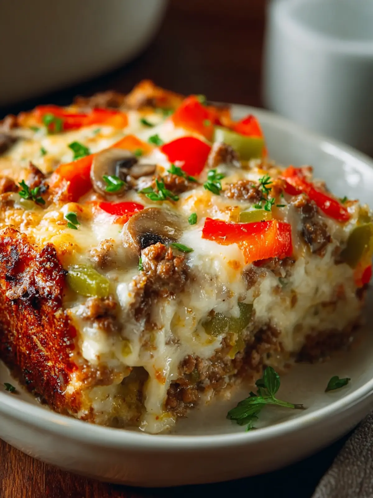 Low Carb Philly Cheesesteak Casserole First Image