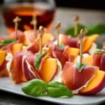 Elegant Prosciutto and Pickled Peach Appetizer Skewers First Image